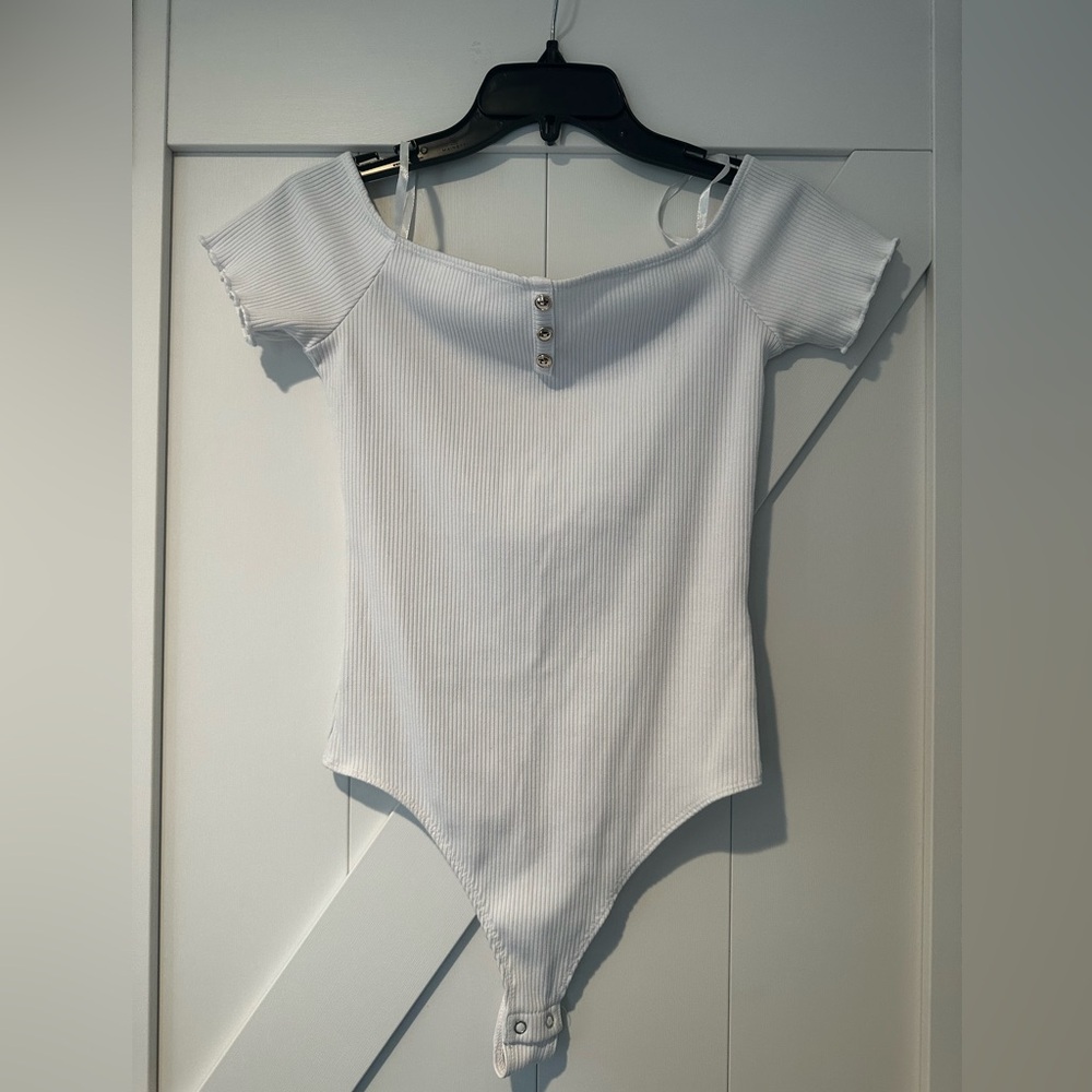 White Ribbed Bodysuit